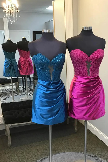 Sexy Royal Blue Applique Homecoming Dress Tight Short Dress