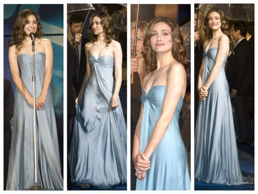 Simple A-Line Sweetheart Blue Satin Long Prom Dresses Formal Evening Dress
