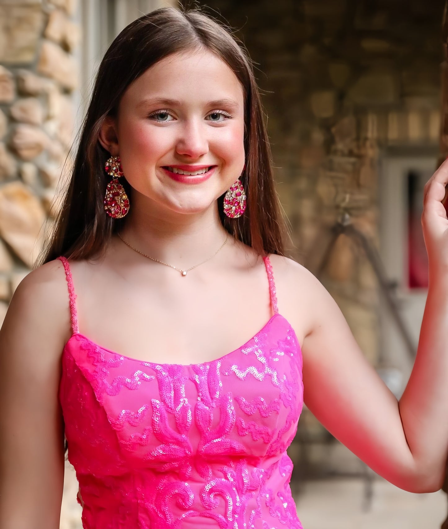 Spaghetti Straps Pink Homecoming Dress With Hem Tassel