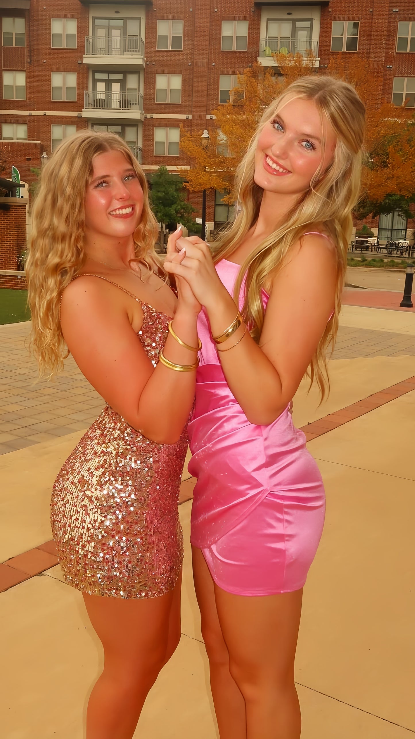 Spaghetti Straps Pink Satin Homecoming Dresses