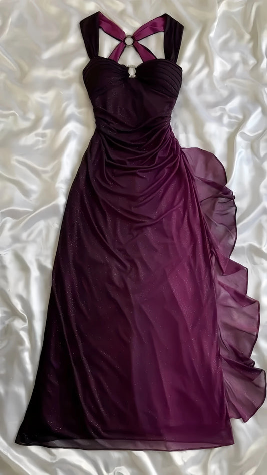 Sparkle Prom Dresses, Maroon Party Dresses, Sheath Formal Gown, Chiffon Birthday Dress