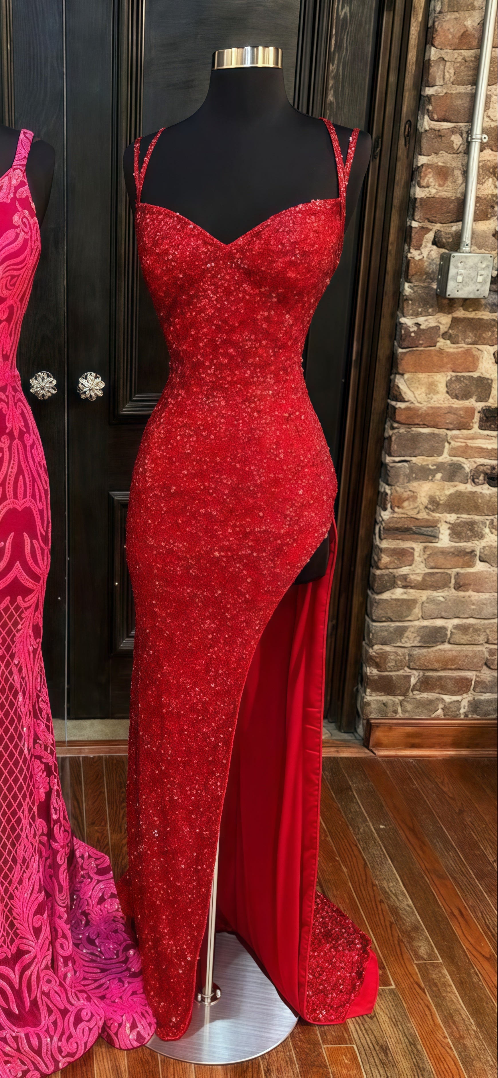Sparkle Red Bodycon Sequin Long Prom Dress