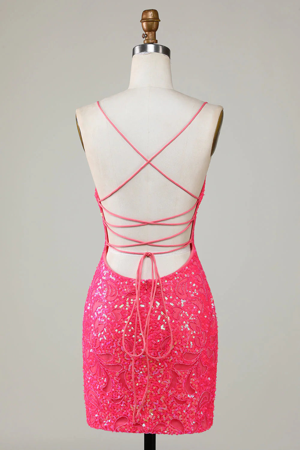 Sparkly Fuchsia Beaded Tight Short Homecoming Dress