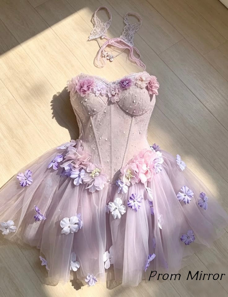 Spring Lilac Sweetheart Floral Homecoming Dresses Junior Party Gown