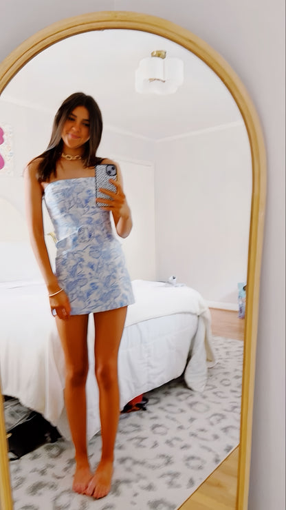 Strapless Printing Homecoming Dresses, Bodycon Party Dress, Short Hoco Dresses