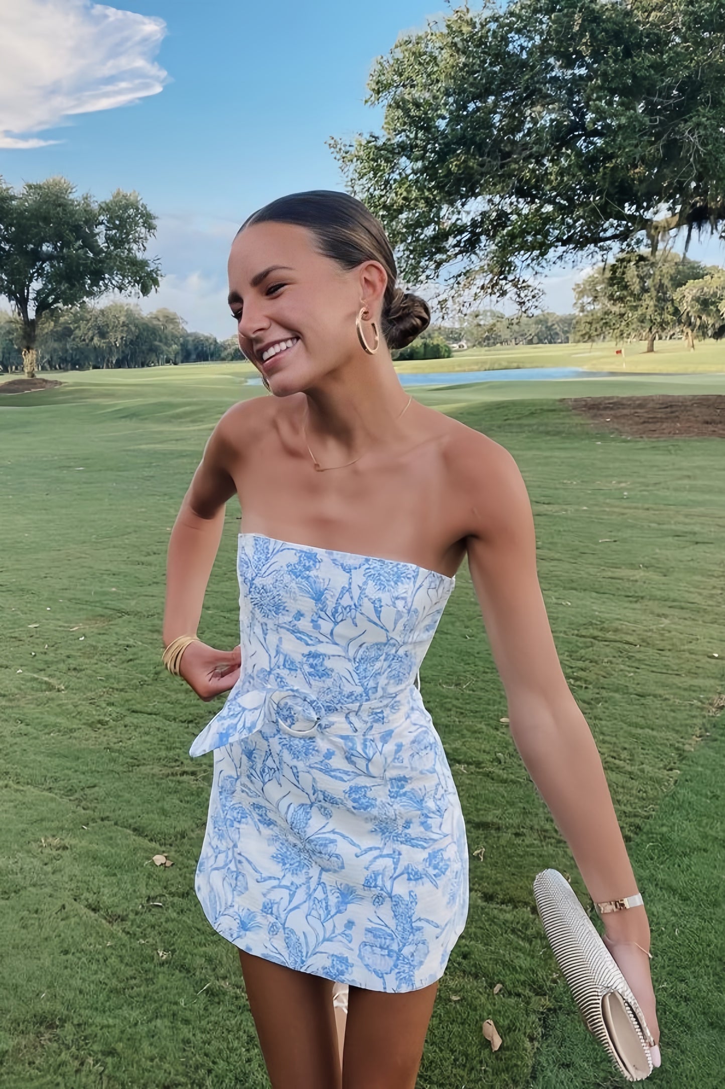 Strapless Printing Homecoming Dresses, Bodycon Party Dress, Short Hoco Dresses