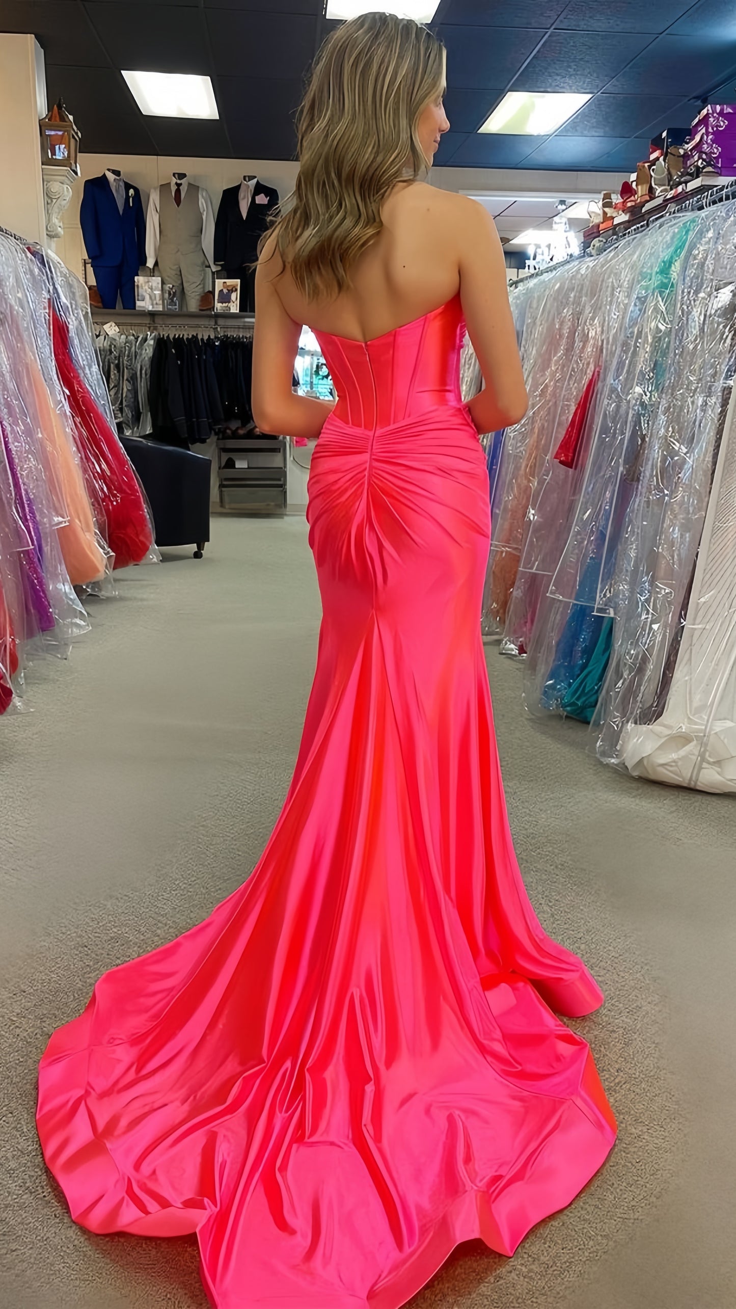 Sweetheart A-Line Satin Long Prom Dress