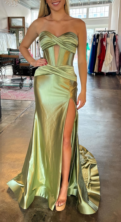 Sweetheart A-Line Satin Long Prom Dress