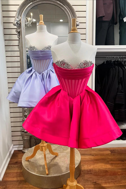 Sweetheart Beaded A-Line Homecoming Dresses