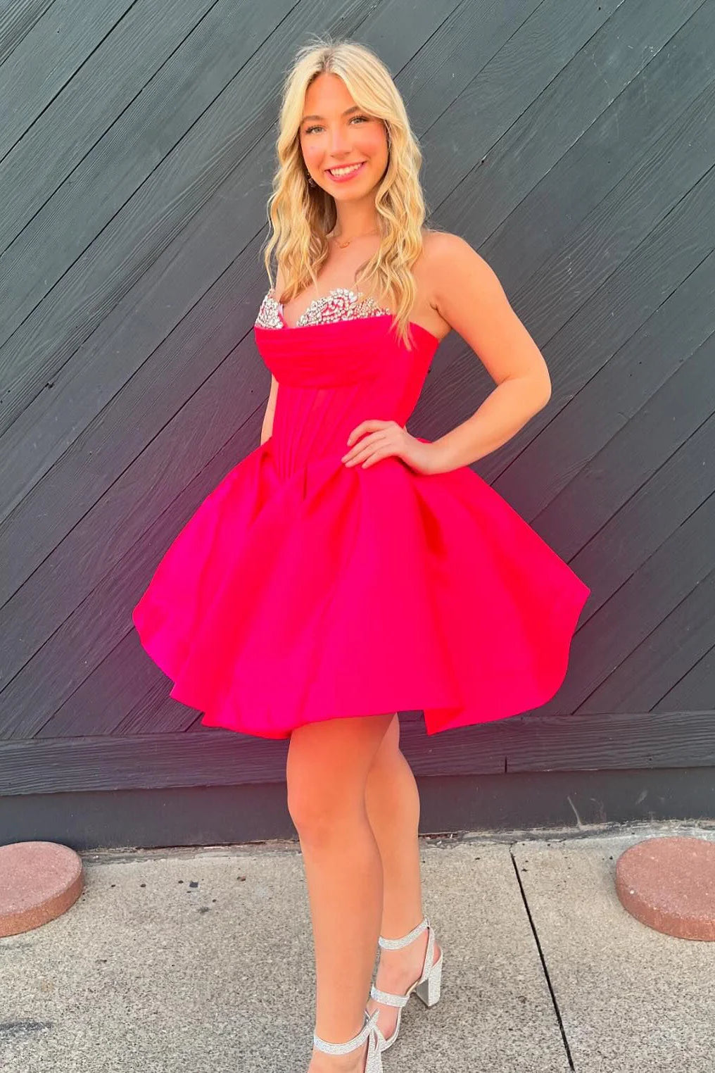 Sweetheart Beaded A-Line Homecoming Dresses