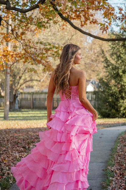 Sweetheart Lace A-Line Chiffon Long Prom Dress