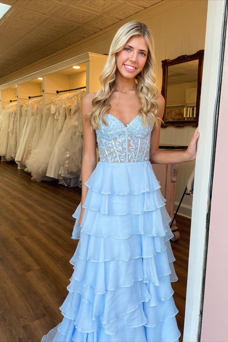 Sweetheart Lace A-Line Chiffon Long Prom Dress