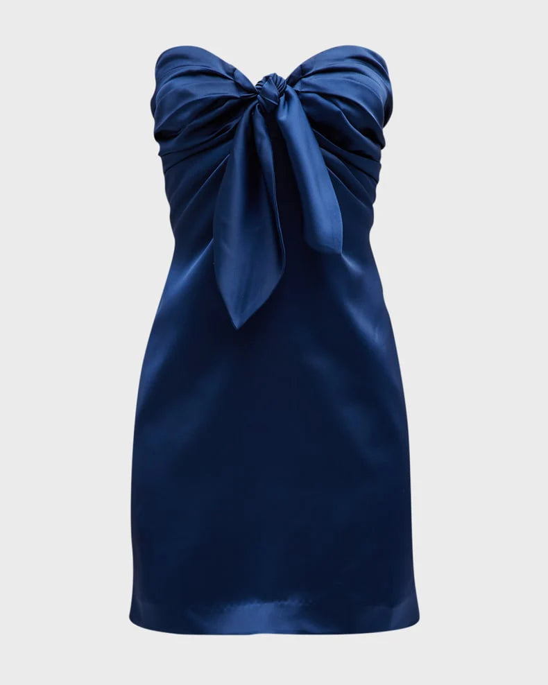 Sweetheart Navy Blue Tight Short Dress Bow Tie Mini Homecoming Dress