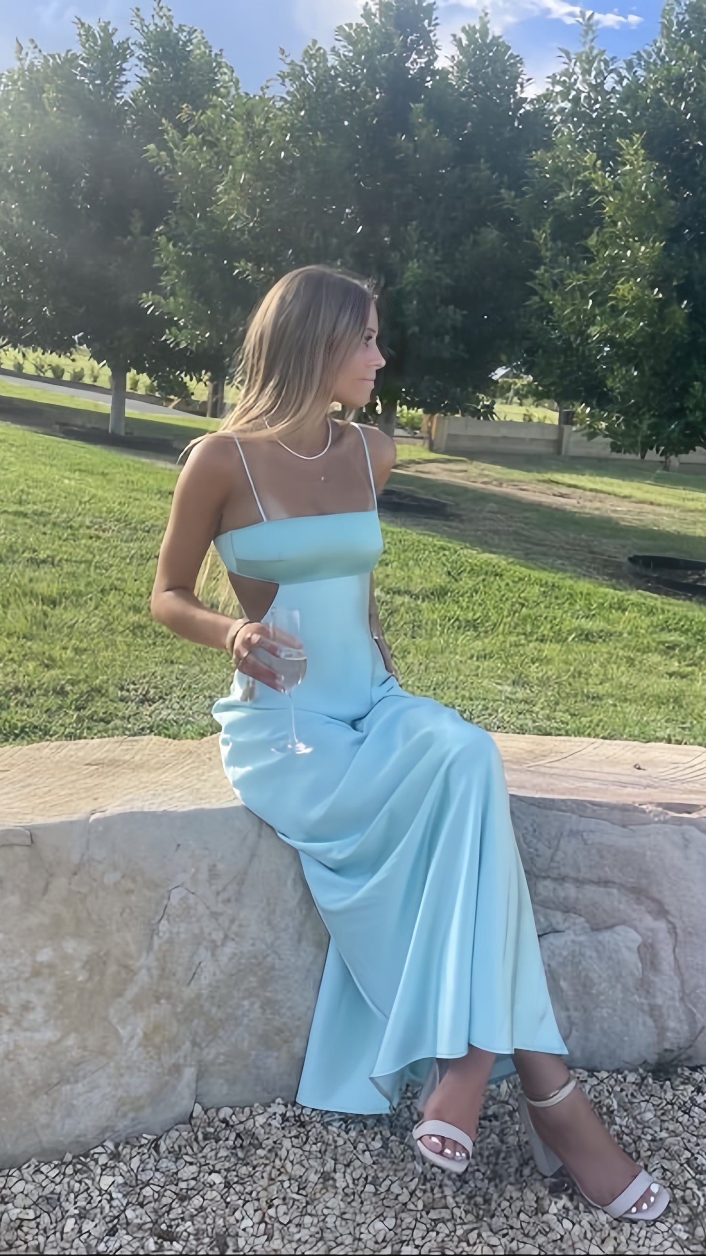 Tiffany Blue Party Dresses, Satin Evening Dresses, Long Prom Dress