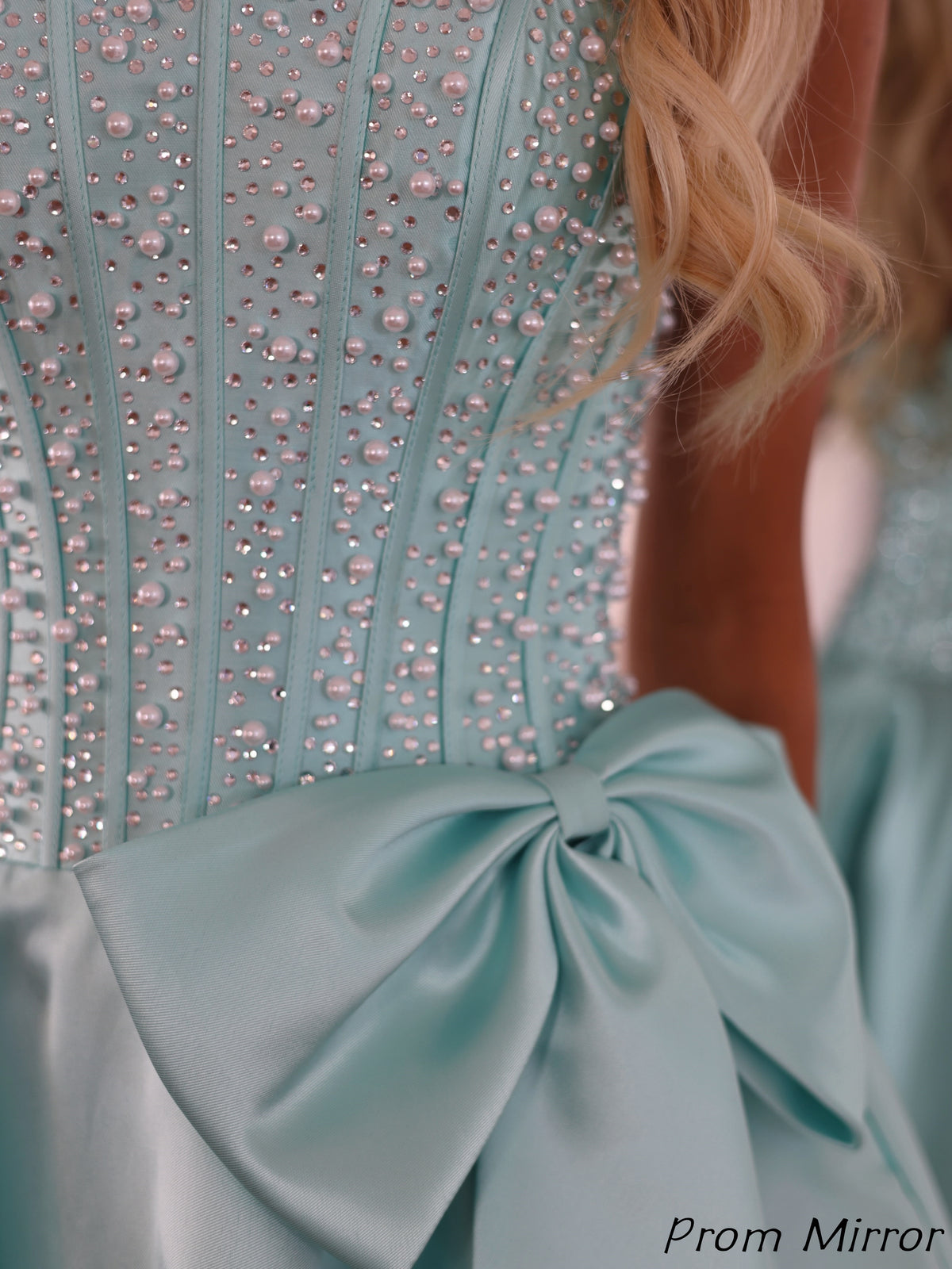 Tiffany Blue Strapless Beaded A-Line Homecoming Dresses With Bowknot
