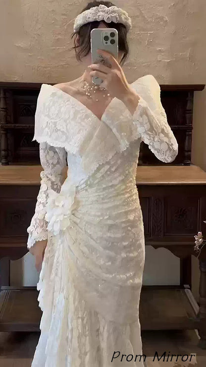 Vintage Off The Shoulder Mermaid Wedding Dresses