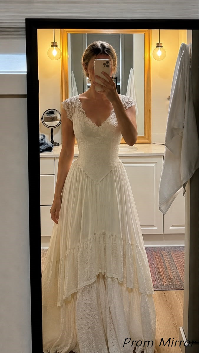 Vintage Wedding Dresses Off White Lace Bridal Dress