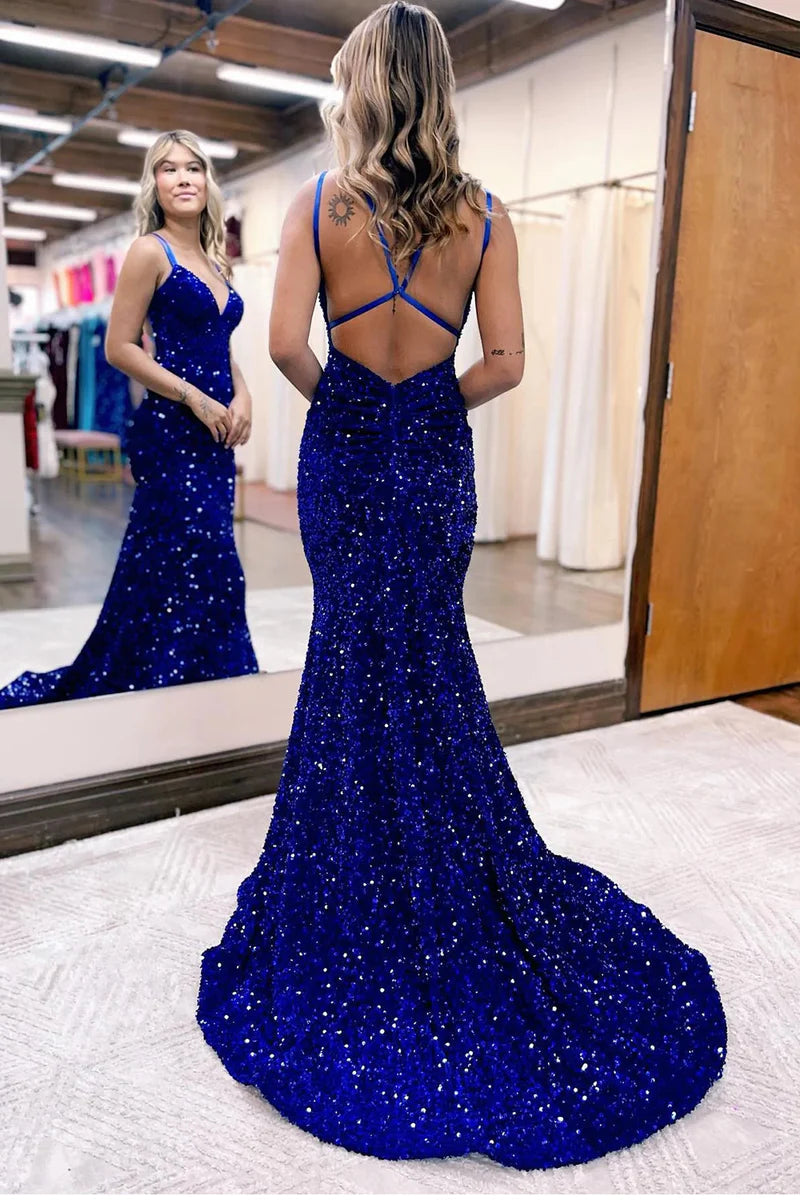 Glitter Mermaid Sequins Long Prom Dress