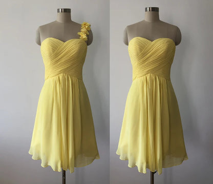 Yellow Chiffon Homecoming Dresses Short Cocktail Party Dresses