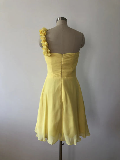 Yellow Chiffon Homecoming Dresses Short Cocktail Party Dresses