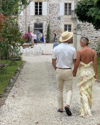 Yellow fashion elegant layered tulle long ball gown backless mermaid slim fit evening gown party dress