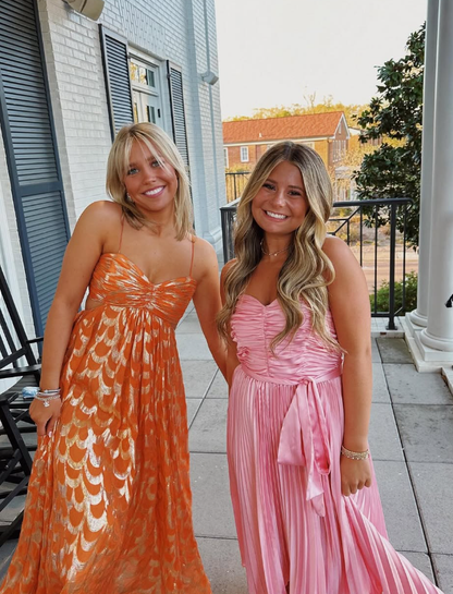 A-Line Orange Prom Dress Fashion Party Evening Dress