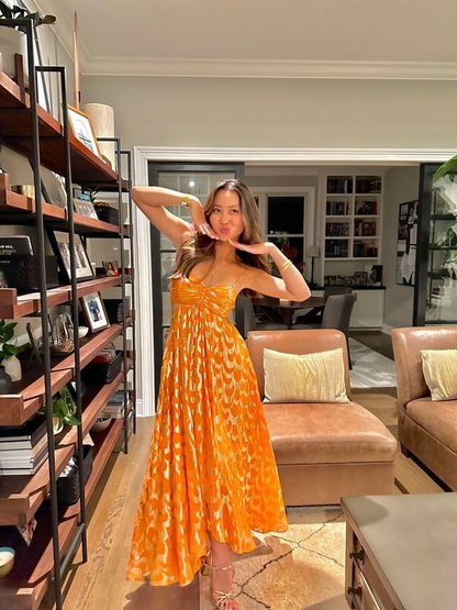 A-Line Orange Prom Dress Fashion Party Evening Dress
