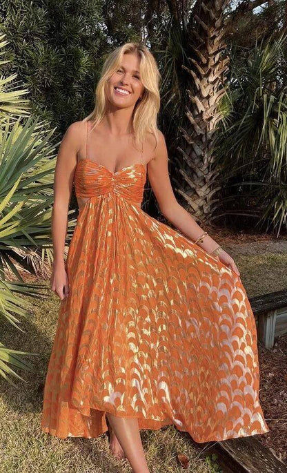 A-Line Orange Prom Dress Fashion Party Evening Dress