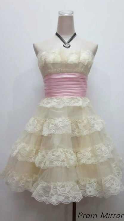 Sweet 16Th Ball Gown Strapless Lace Short Homecoming Dress Birthday Outfits
