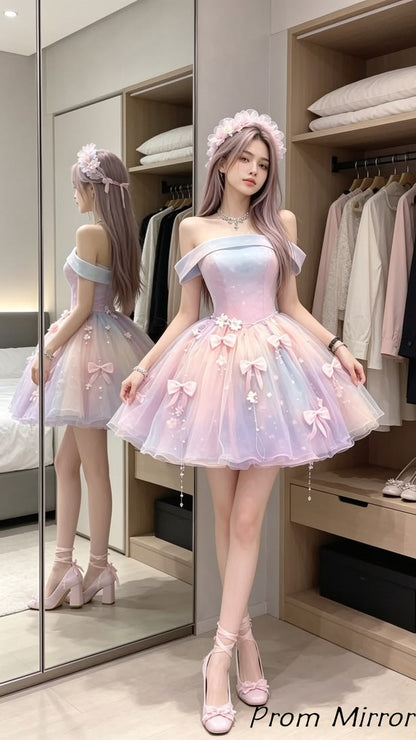 Fairy Colorful Off The Shoulder A-Line Homecoming Dresses