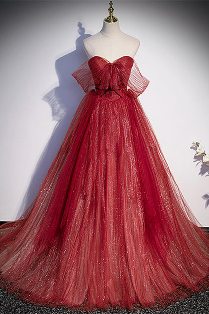 Sweetheart Wine Red A-line Formal Dress