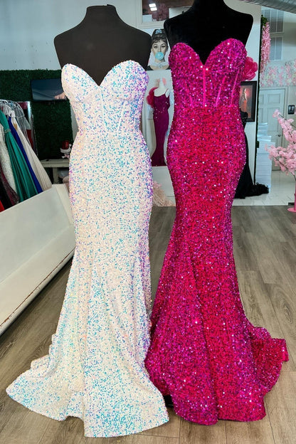 Sweetheart Blue Sequin Mermaid Long Formal Dress