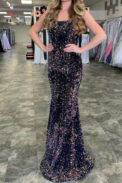 White Sequins Mermaid Long Prom Dress