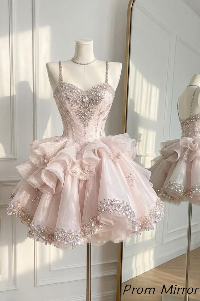 Luxury Beaded Tulle Lace Homecoming Dresses Birthday Party Ball Gown