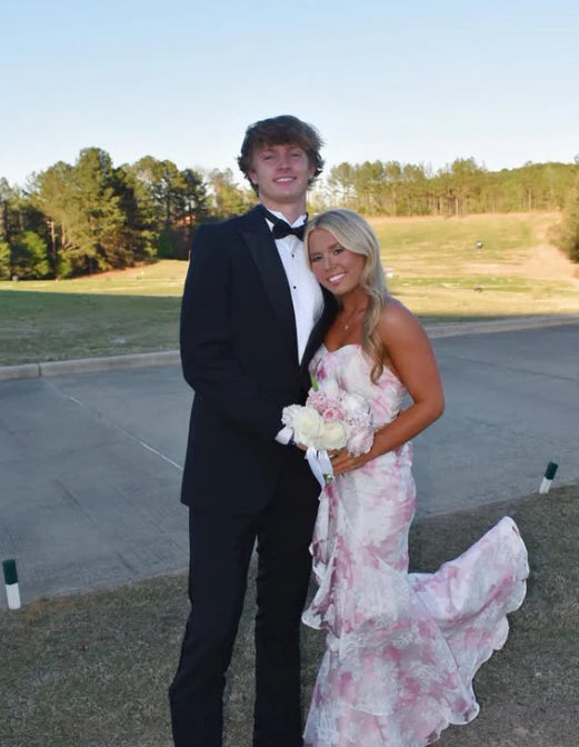 Elegant off-shoulder printed floral mermaid slim fit long ruffled ball gown evening dress formal party dress