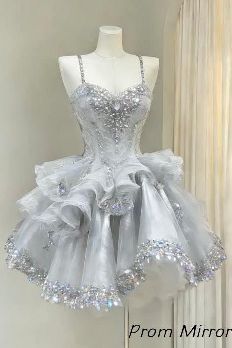 Luxury Beaded Tulle Lace Homecoming Dresses Birthday Party Ball Gown