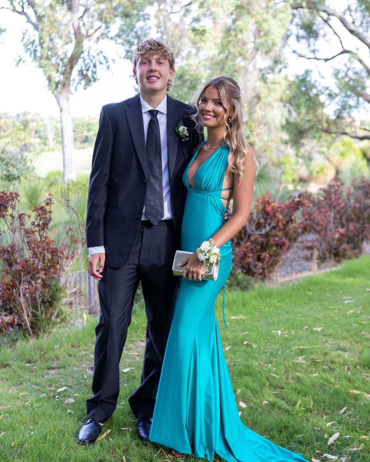 Plunge Pink Mermaid Long Formal Dress