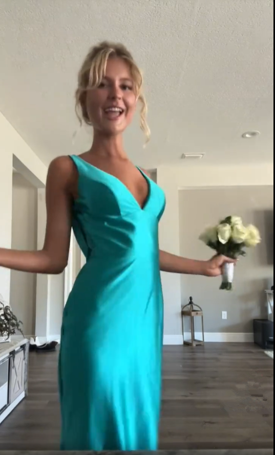 Vintage Satin V-Neck Mermaid Elegant Long Evening Dress Party Dress Prom Dress