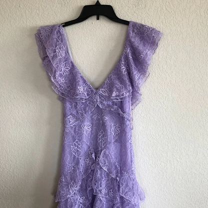 Lilac Lace Long Prom Dress Evening Gown Party Dress