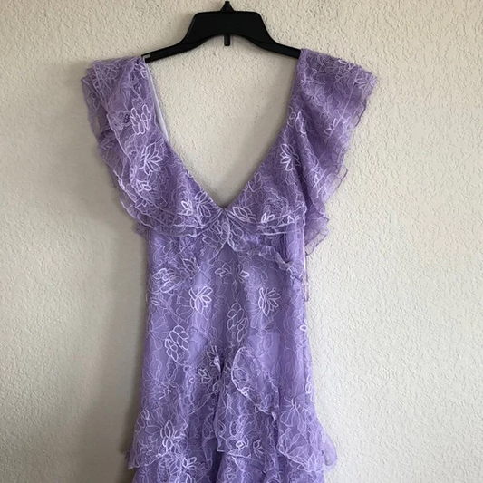 Lilac Lace Long Prom Dress Evening Gown Party Dress