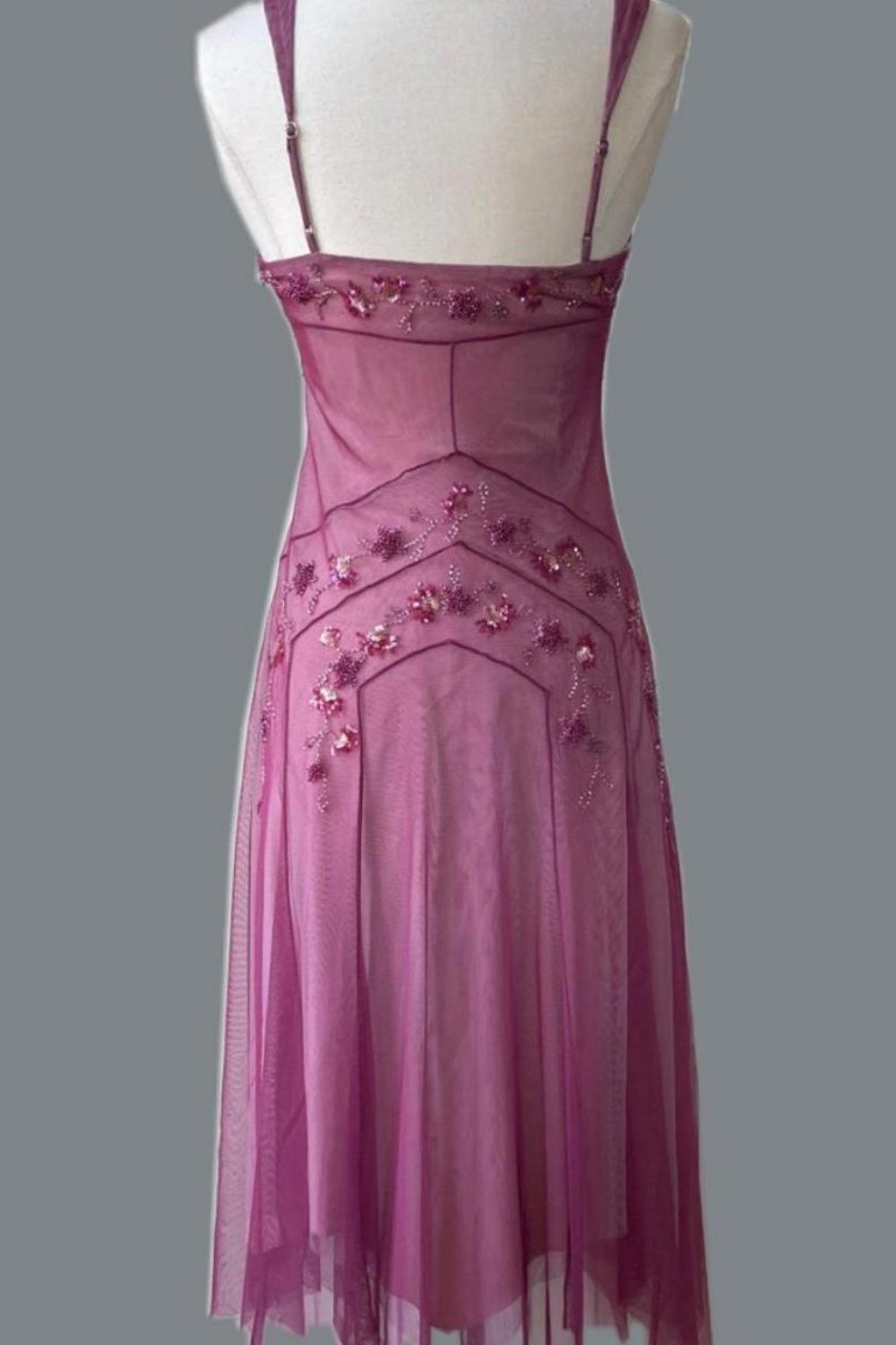 NiceVestidos--Pink Beaded Mid-Length Homecoming Dress Prom Dress