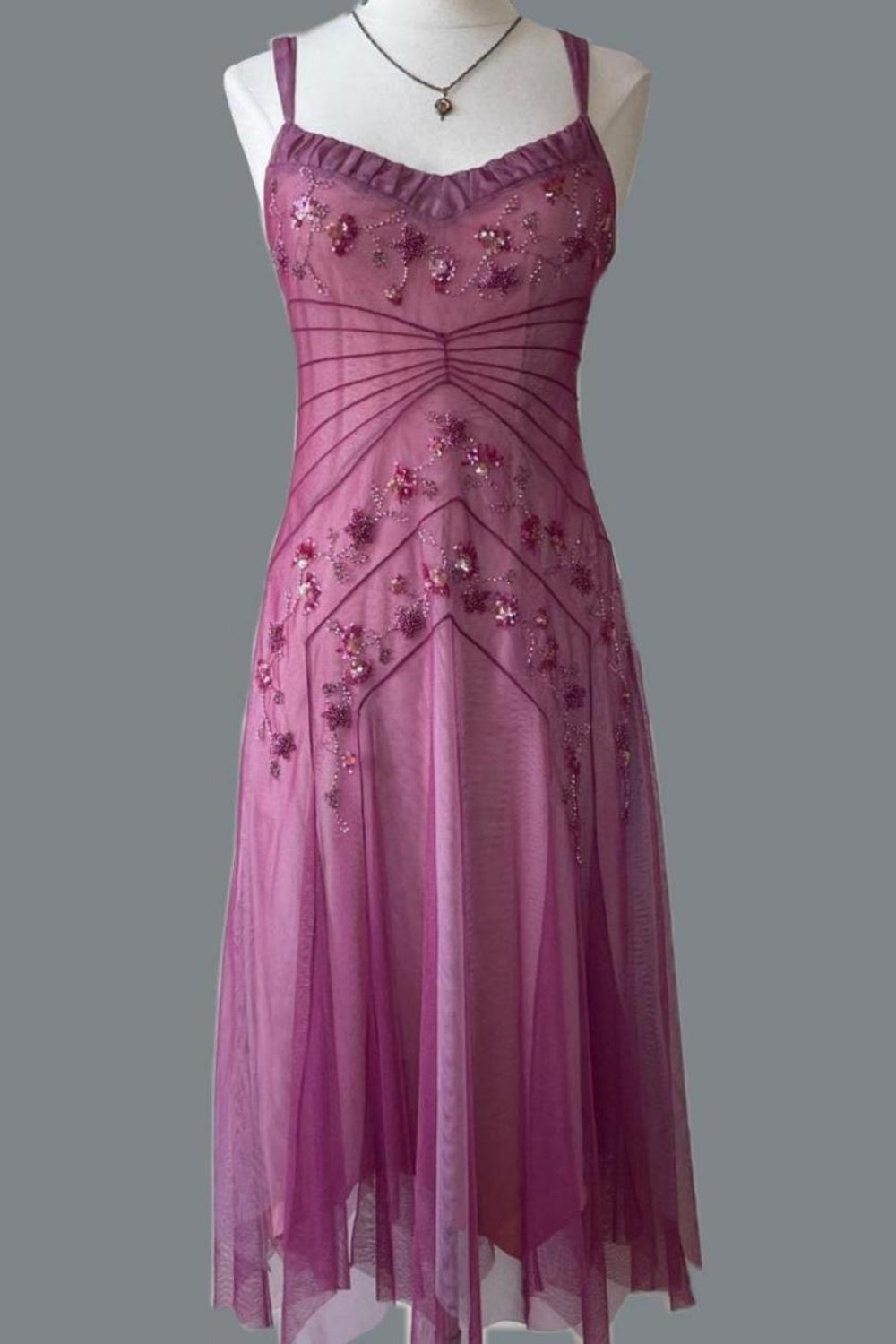 NiceVestidos--Pink Beaded Mid-Length Homecoming Dress Prom Dress