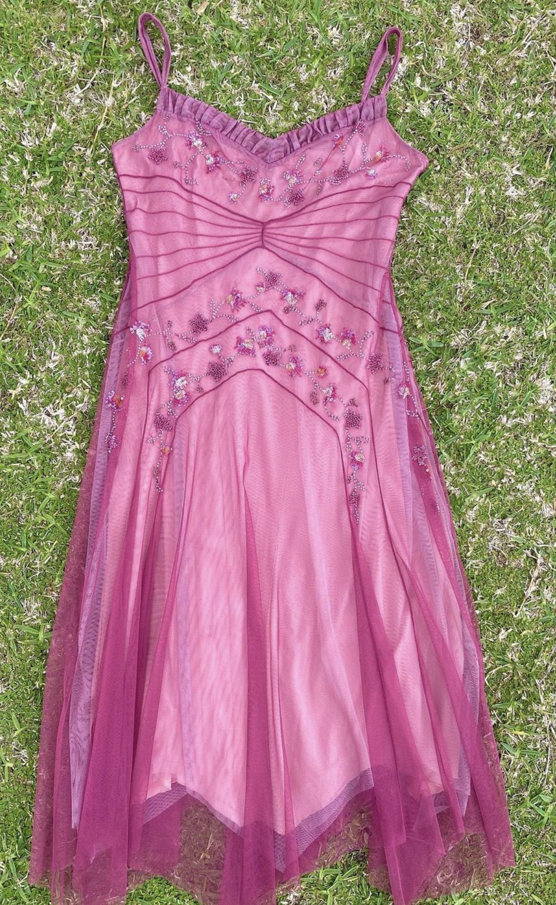NiceVestidos--Pink Beaded Mid-Length Homecoming Dress Prom Dress