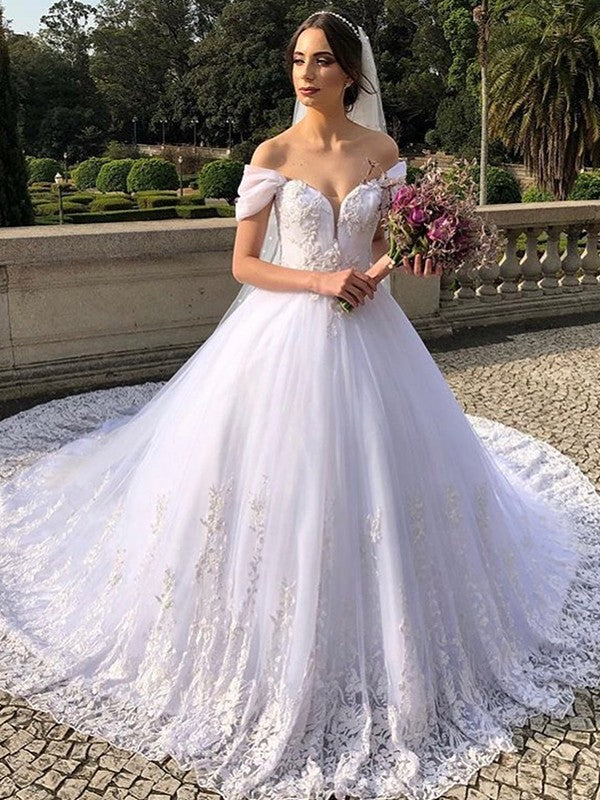 Off The Shoulder White Lace Tulle Quinceanera Dress Sweet 16 Ball Gown
