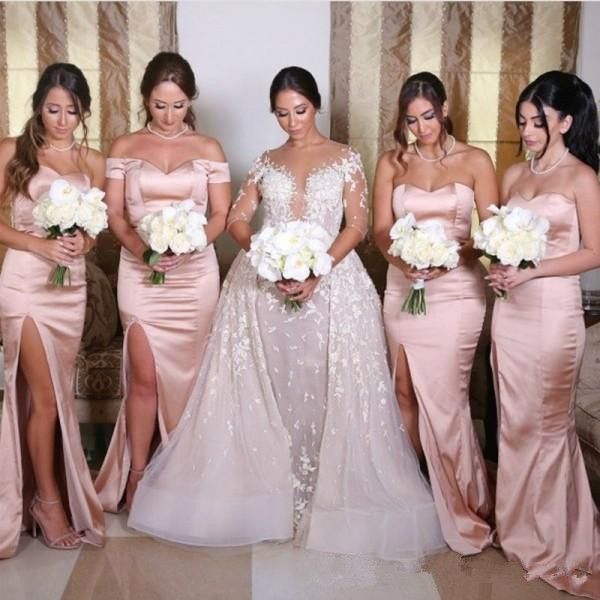 Pink Bridesmaid Dresses, Satin Bridesmaid Dresses, Mermaid Sweetheart/Off Shoulder Bridesmaid Dress