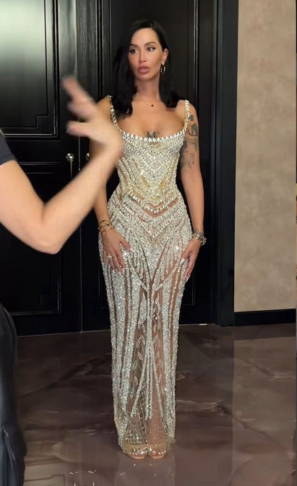 Sexy Mermaid Straps Champagne Sequin Long Prom Dresses Inspiration Prom Dress Senior Graduation Dress