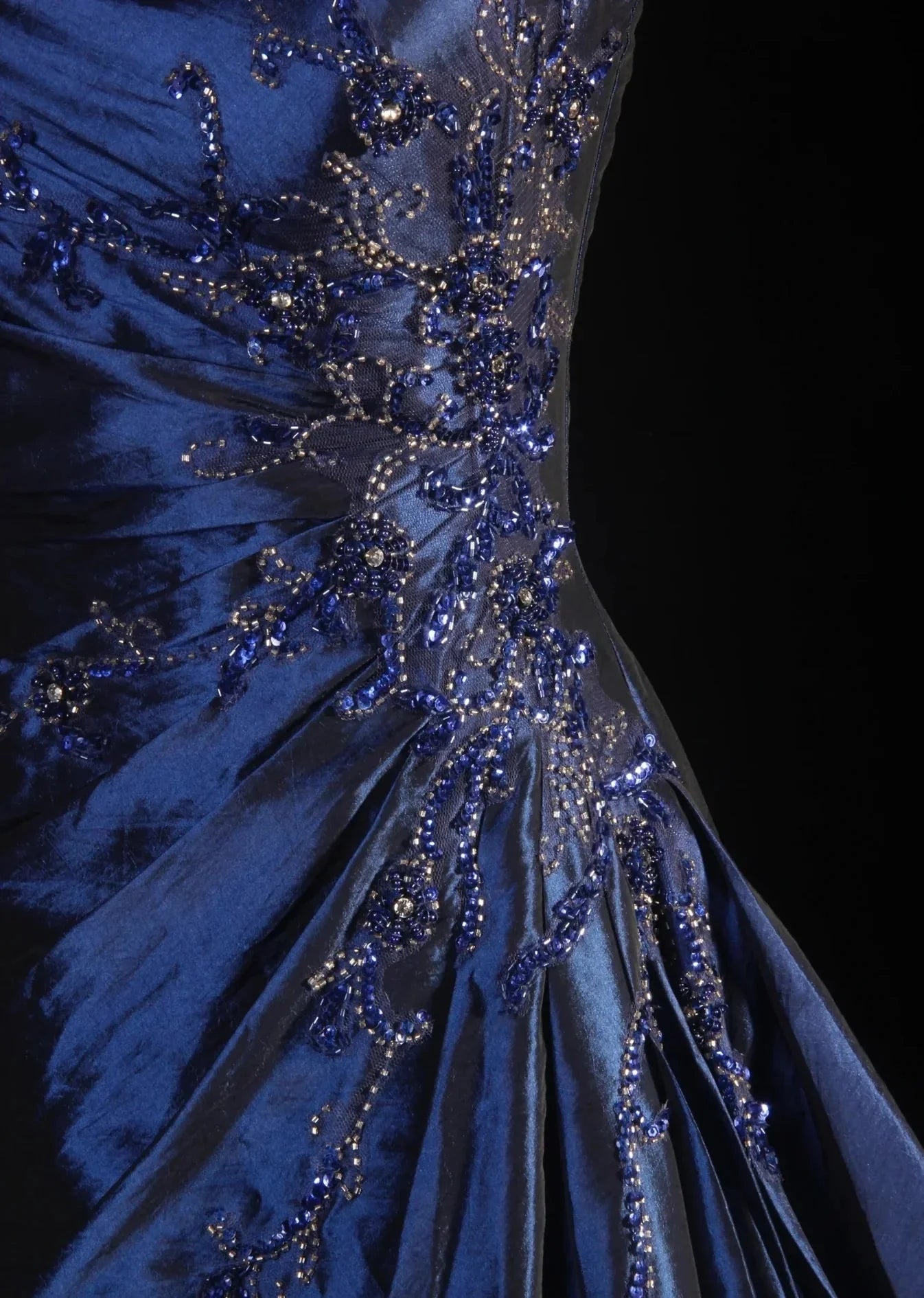 Stunning Blue Strapless Beaded Long Prom Dresses Evening Formal Dress