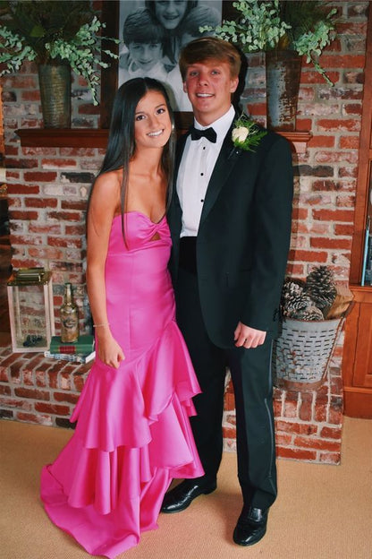 PM495,Sexy Prom Dresses, Hot Pink Layers Long Prom Evening Gown