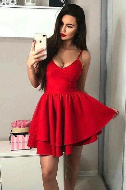 PM046,Lovely red homecoming dress sleeveless mini prom dresses