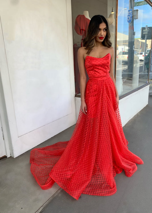PM416,Sleeveless Red A-Line Long Prom Dresses,Red Evening Formal Gown
